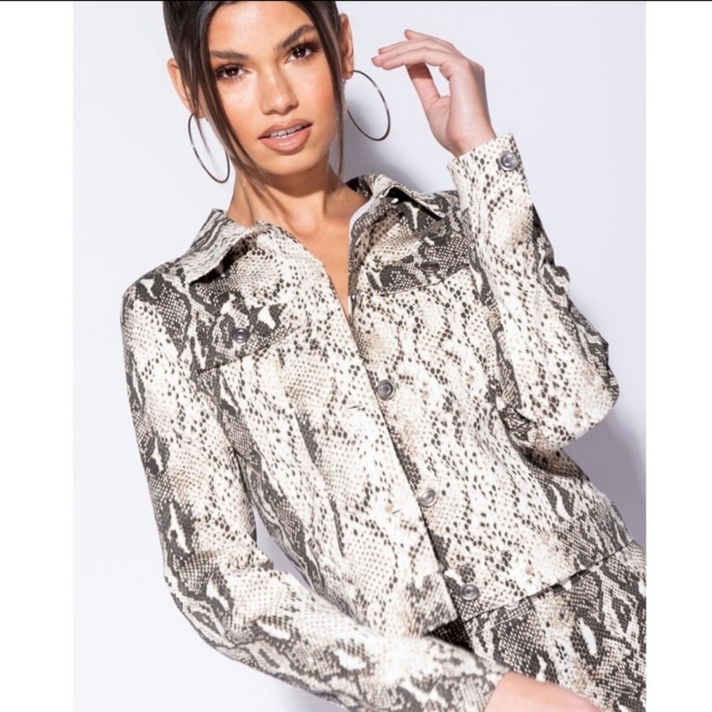 Snake print button up jacket